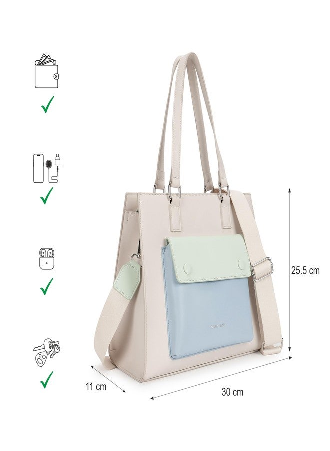 Fastrack Dual Contrast Satchel Bag for Women | Faux Leather Handbag with Zipper Closure, Dual Handles, Inner Pockets and Detachable Strap | Stylish Everyday Bag for College, Office and Casual Outings - Image 4
